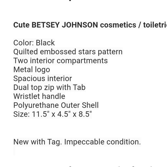 Betsey Johnson Stars Quilted Cosmetic Case- Black - Picture 11 of 11